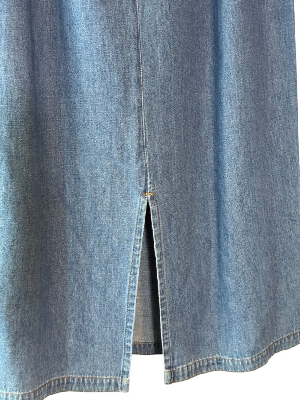 Vintage CMC Color Me Cotton Denim Maxi Skirt Size M Blue Elastic Waist Made in U - Picture 6 of 8